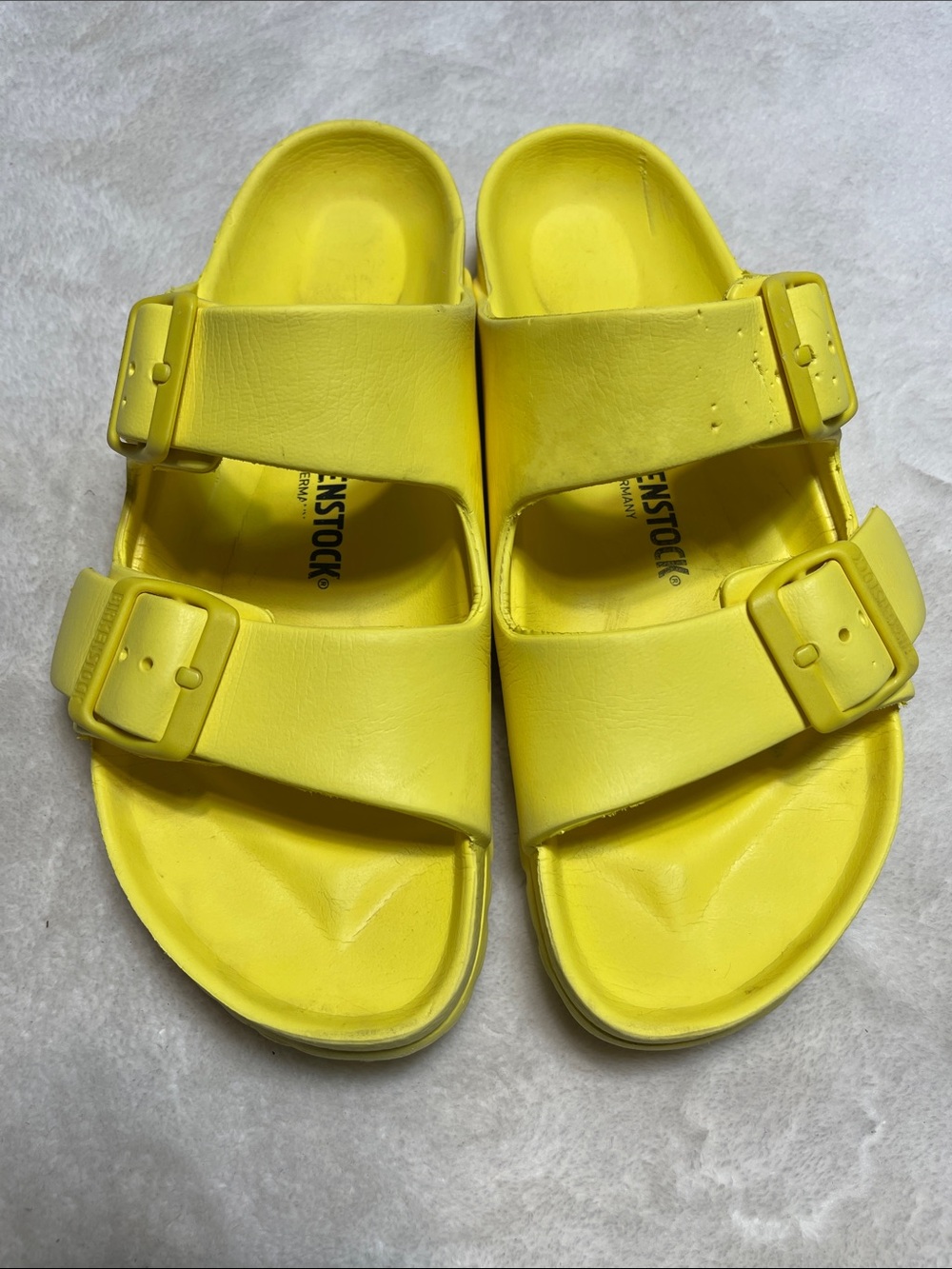 Birkenstock Yellow Two-Strap EVA Slide Sandals Size 38